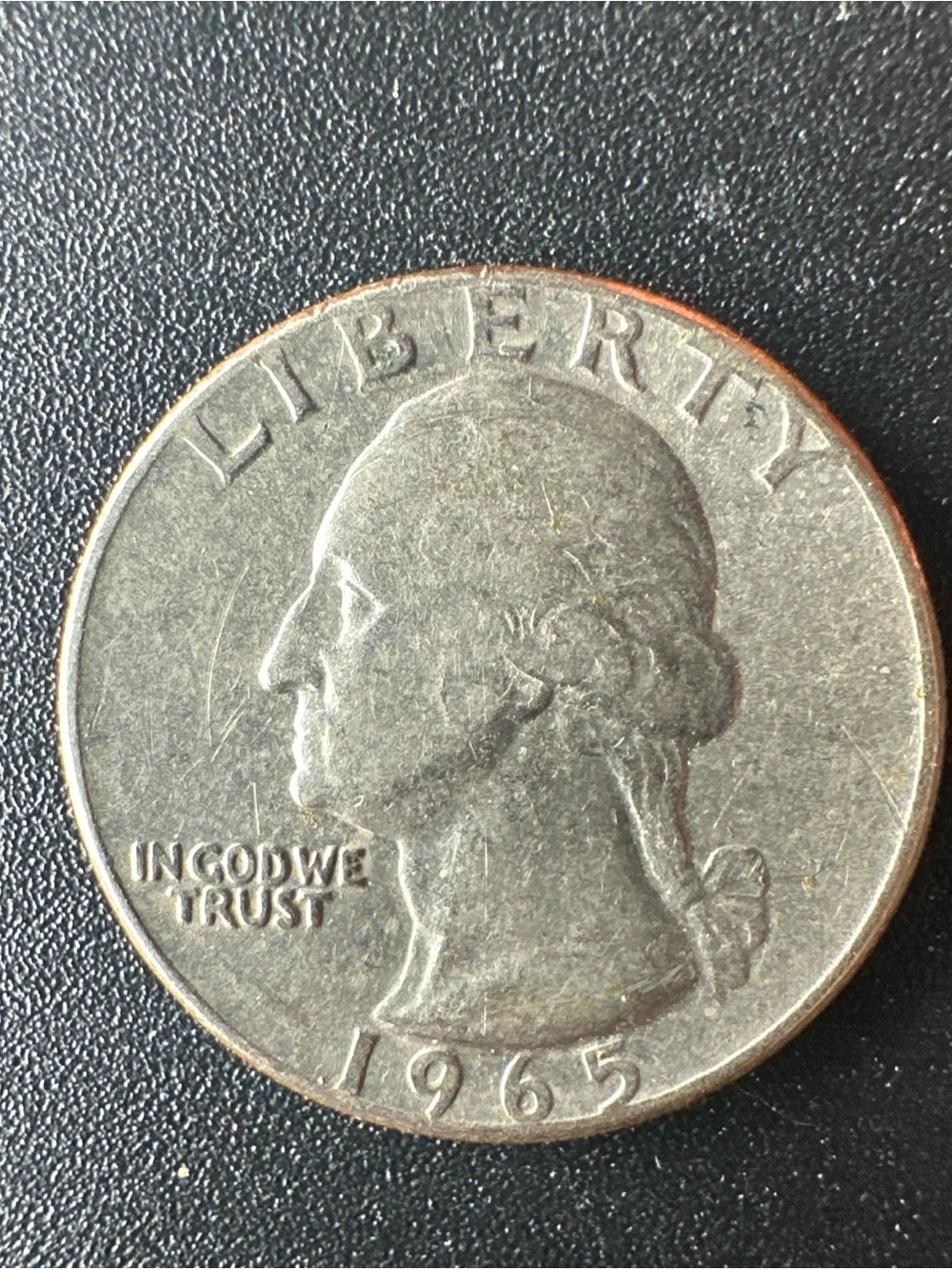 1965 United States Of America Quarter - In God We Trust Liberty - No Mint Mark